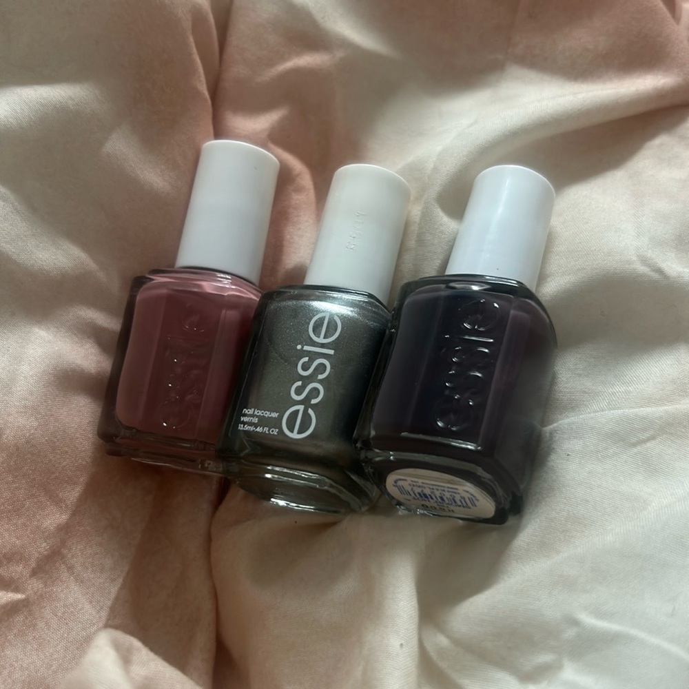 Essie Pink/Purple/Silver Nail Polish Trio